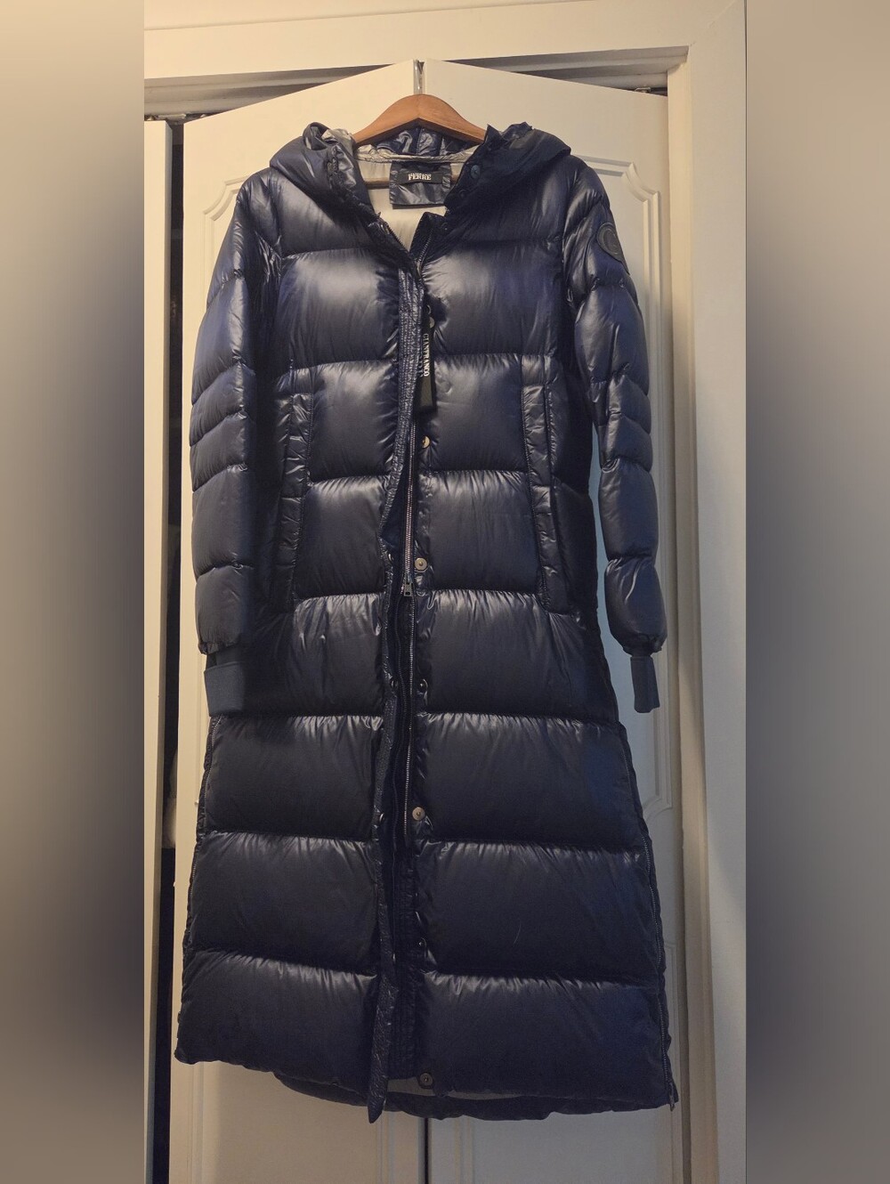 Long Quilted Puffer Coat - Navy